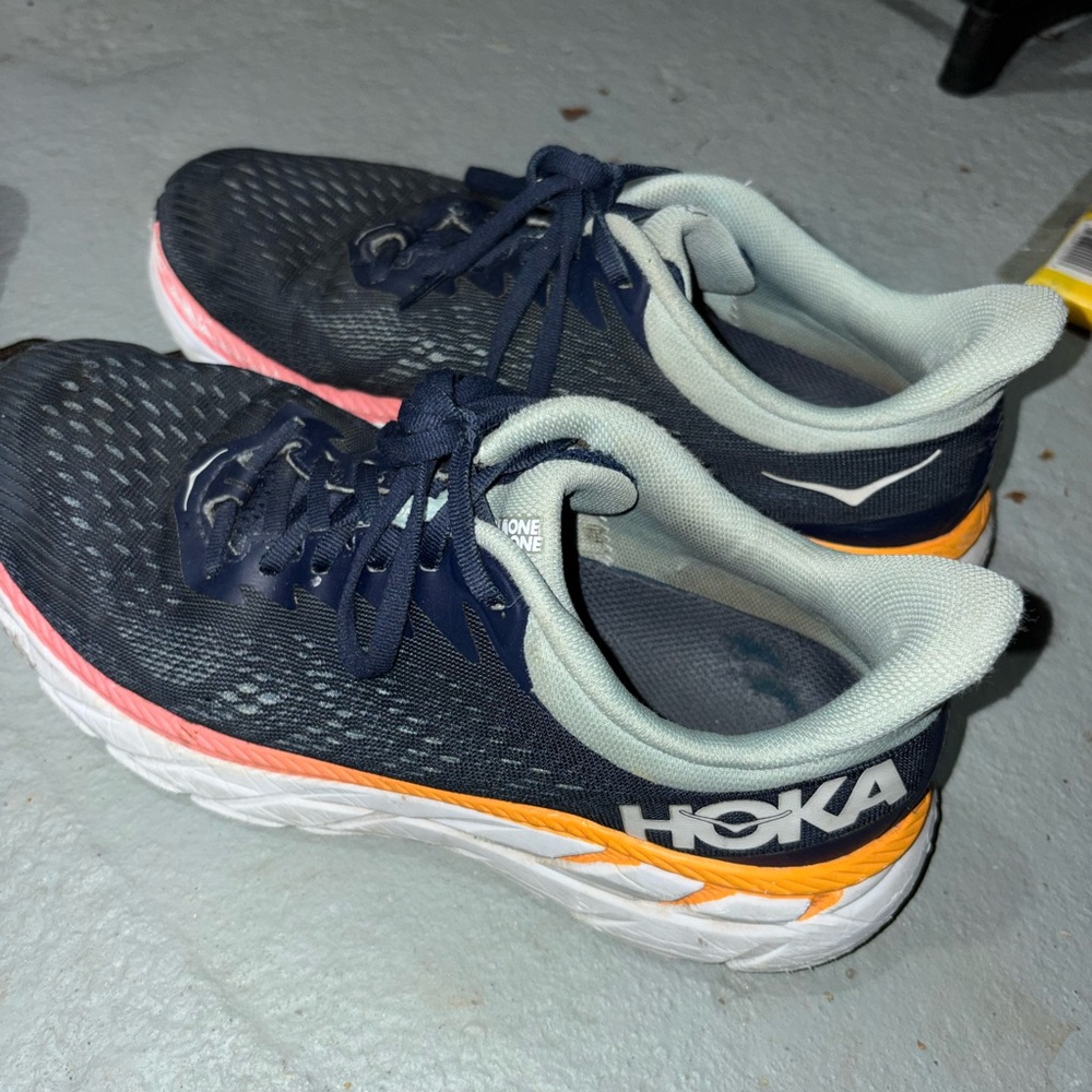 Hoka Navy and Orange Athletic Shoes